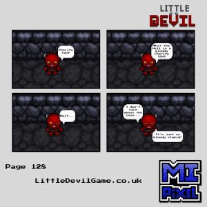 Little Devil webcomic page 128 - Little Devil questions what a charity tax is and declares the whole thing just so bloody stupid
