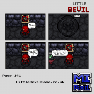 Little Devil webcomic page 141 - Little Devil discovers the teleporter is off and PAL Demon reveals the switch needed to activate it is not in this room