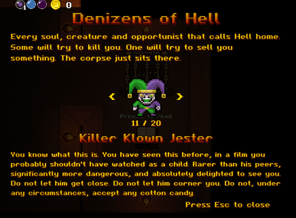 Bestiary entry in Little Devil showing a newly added enemy variant with its own name and description
