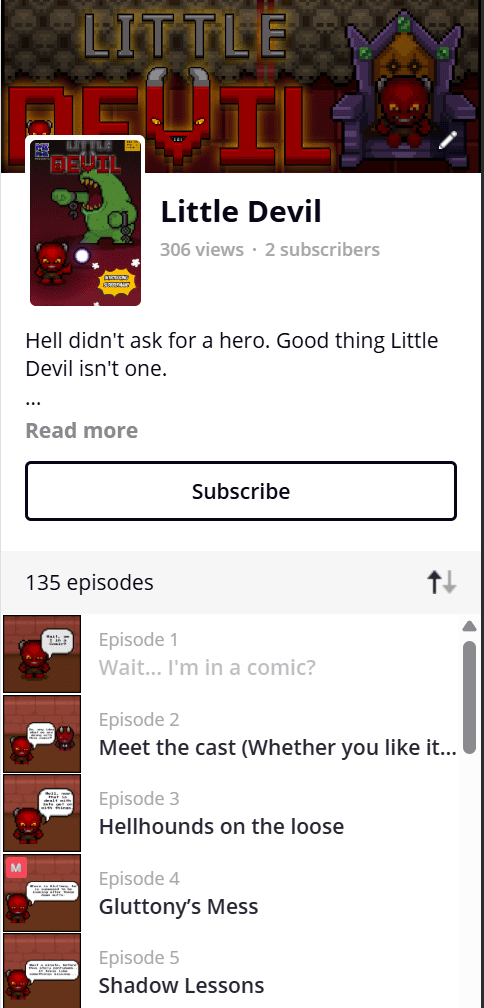 Little Devil Webcomic series page on Tapas