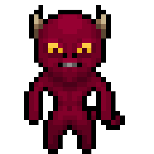 Thin Imp, a new enemy for Little Devil, shown in its idle animation, a lean red demon with pale horns and a tail